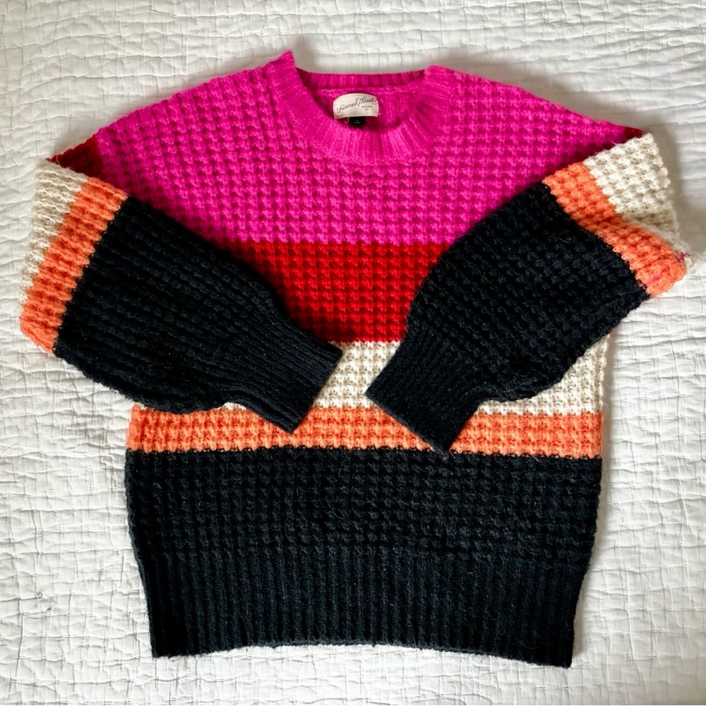Universal Thread Sweater Crewneck Vibrant Colorblock Chunky Knit Stripe Size Sml
